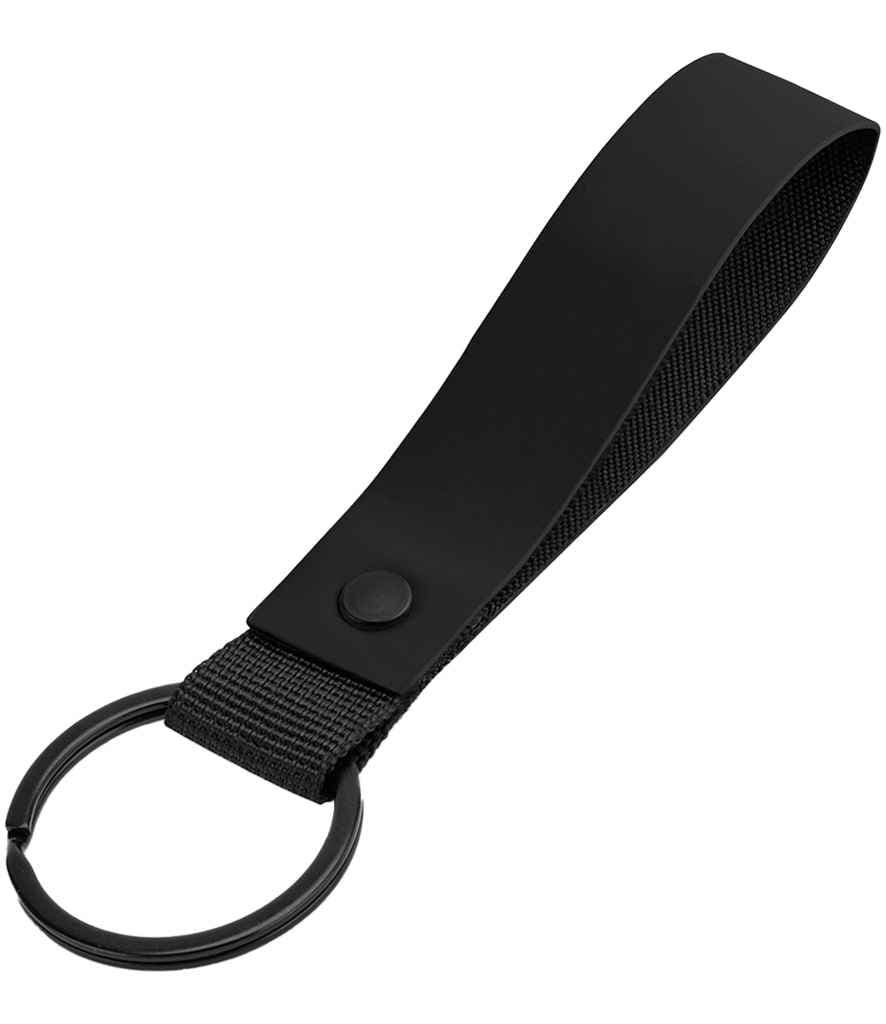 BagBase Matte PU Key Ring, Black, view 1 of 1