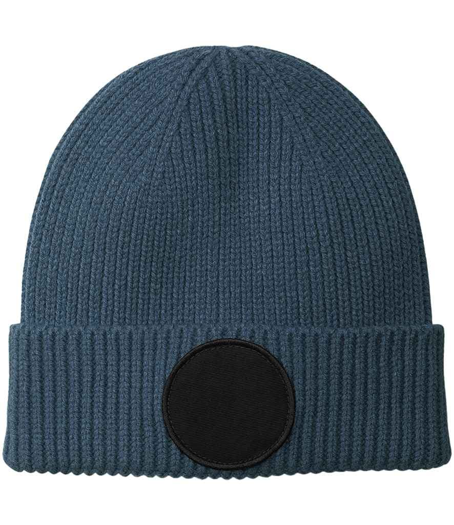 Beechfield Circular Fashion Patch Beanie, Airforce Blue/Black, view 1 of 1
