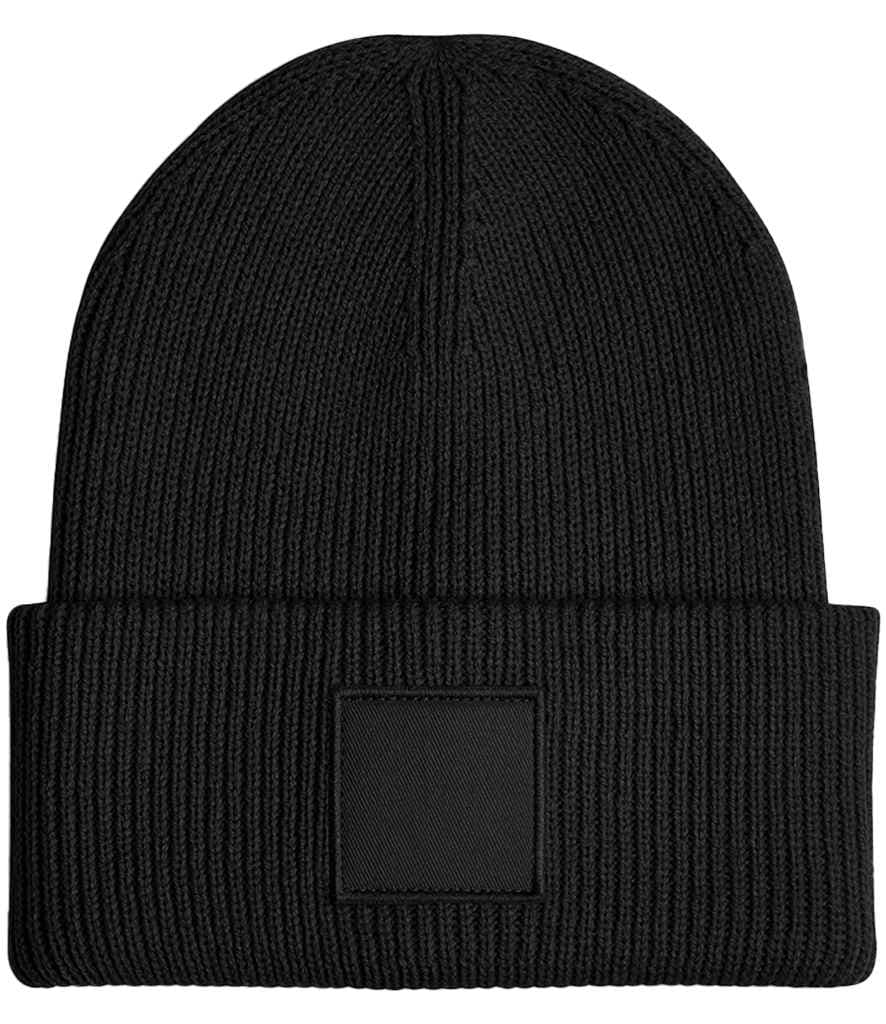 Beechfield Deep Cuff Tonal Patch Beanie, Black, view 1 of 1