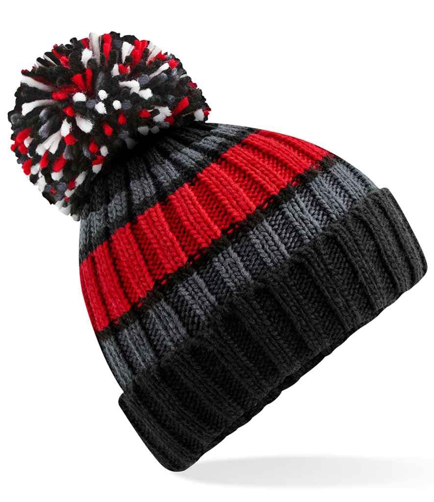 Beechfield Hygge Striped Beanie, Black Cherry, view 1 of 1