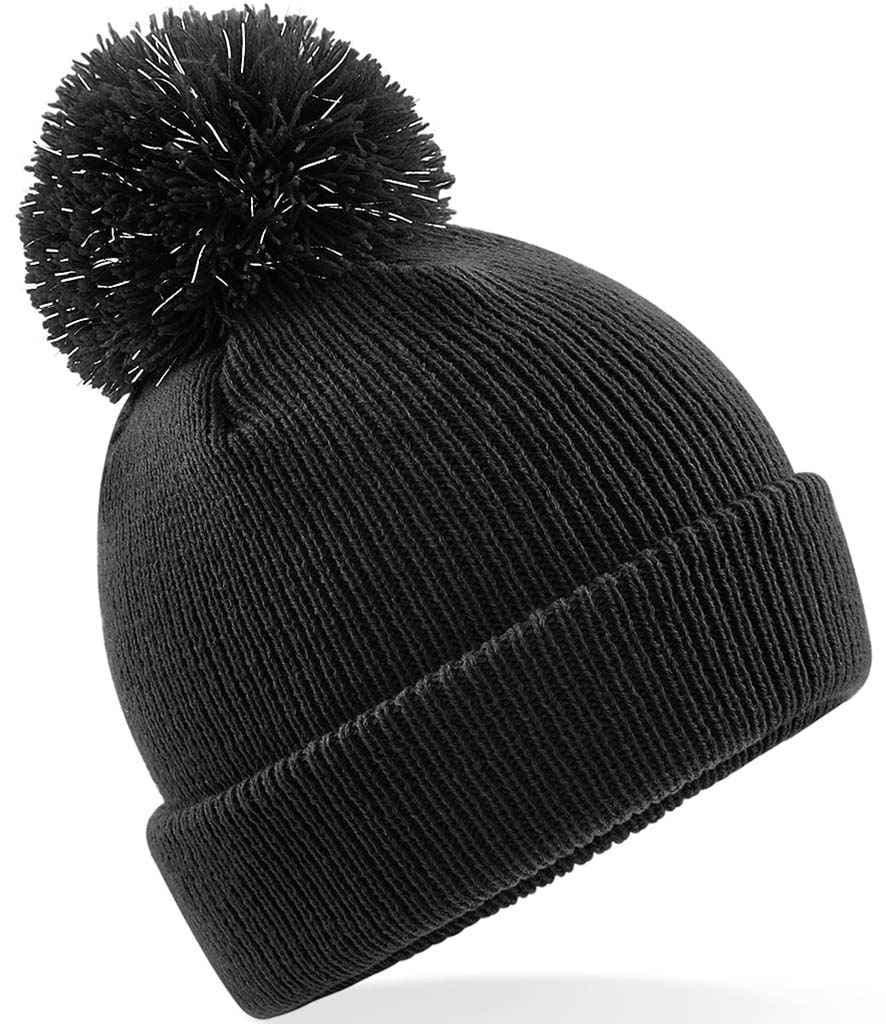 Beechfield Kids Reflective Bobble Beanie (Kids), Black, view 1 of 1