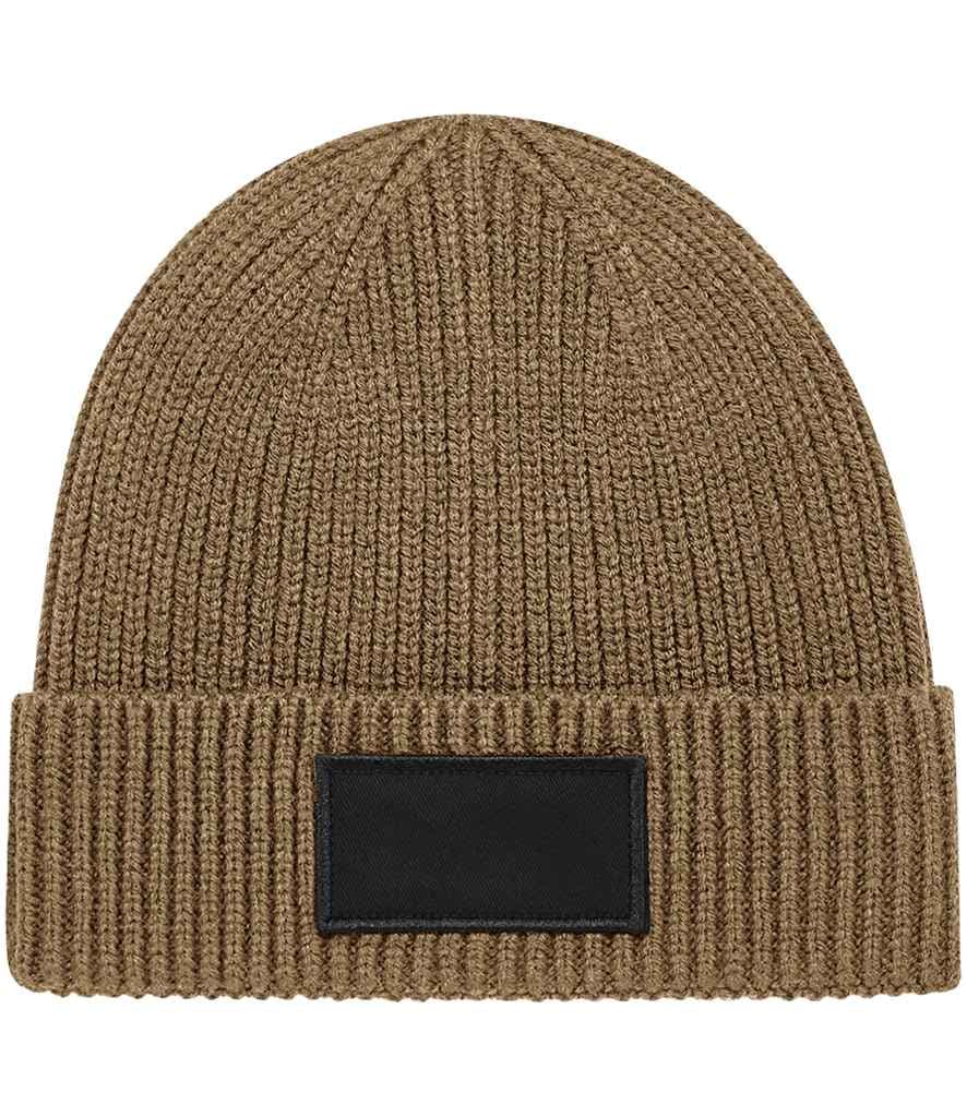 Beechfield Fashion Patch Beanie, Biscuit/Black, view 1 of 1