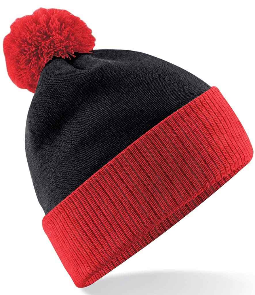 Beechfield Snowstar® Two Tone Beanie, Black/Bright Red, view 1 of 1