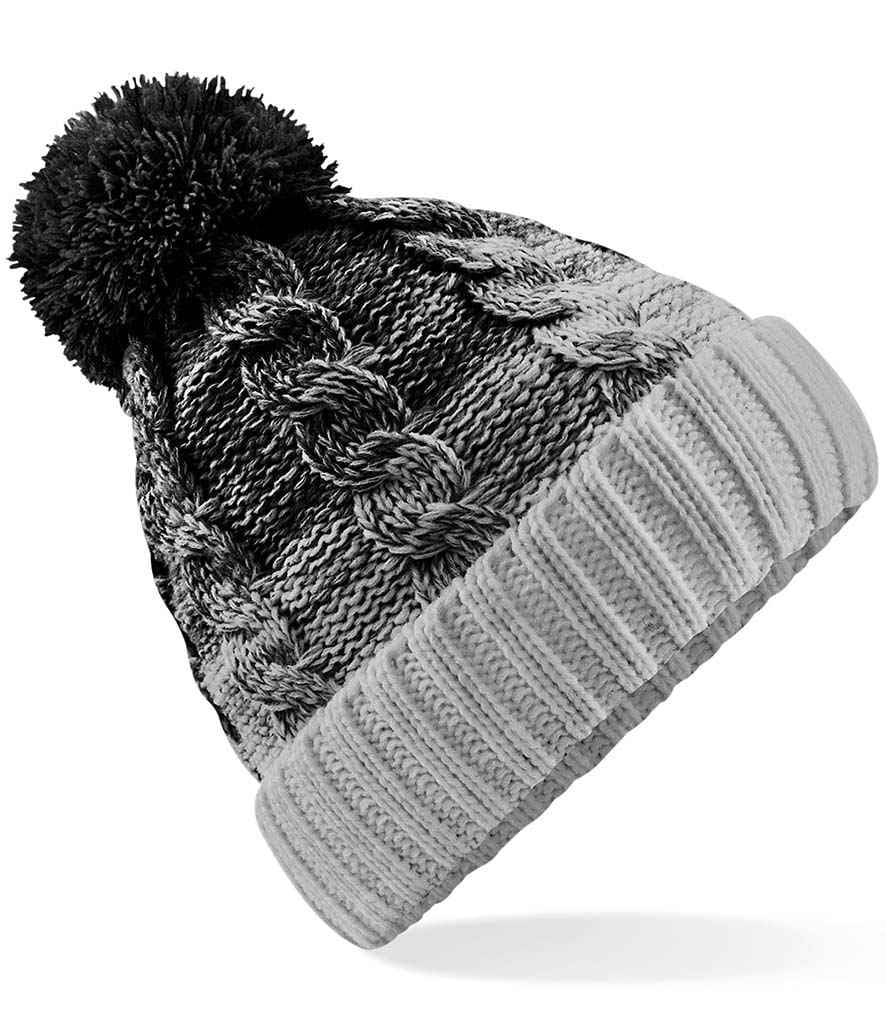 Beechfield Ombré Pom Pom Beanie, Black/Light Grey, view 1 of 1