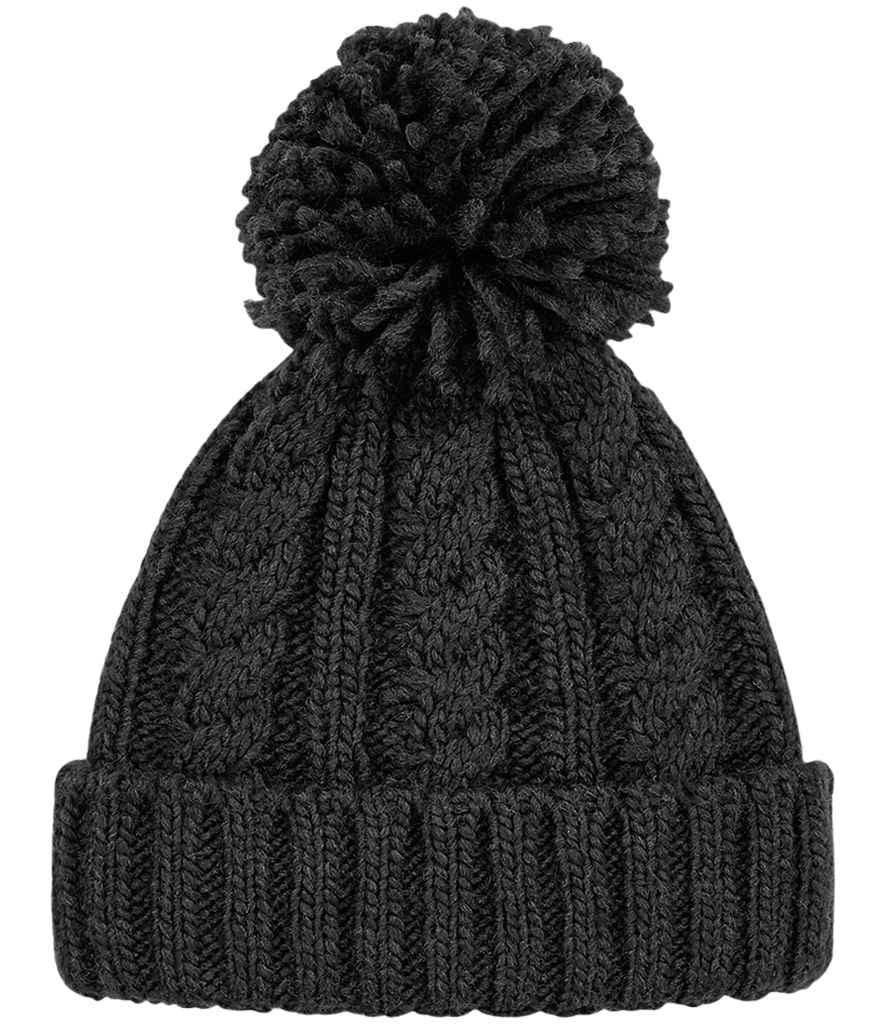 Beechfield Cable Knit Melange Beanie, Black, view 1 of 1