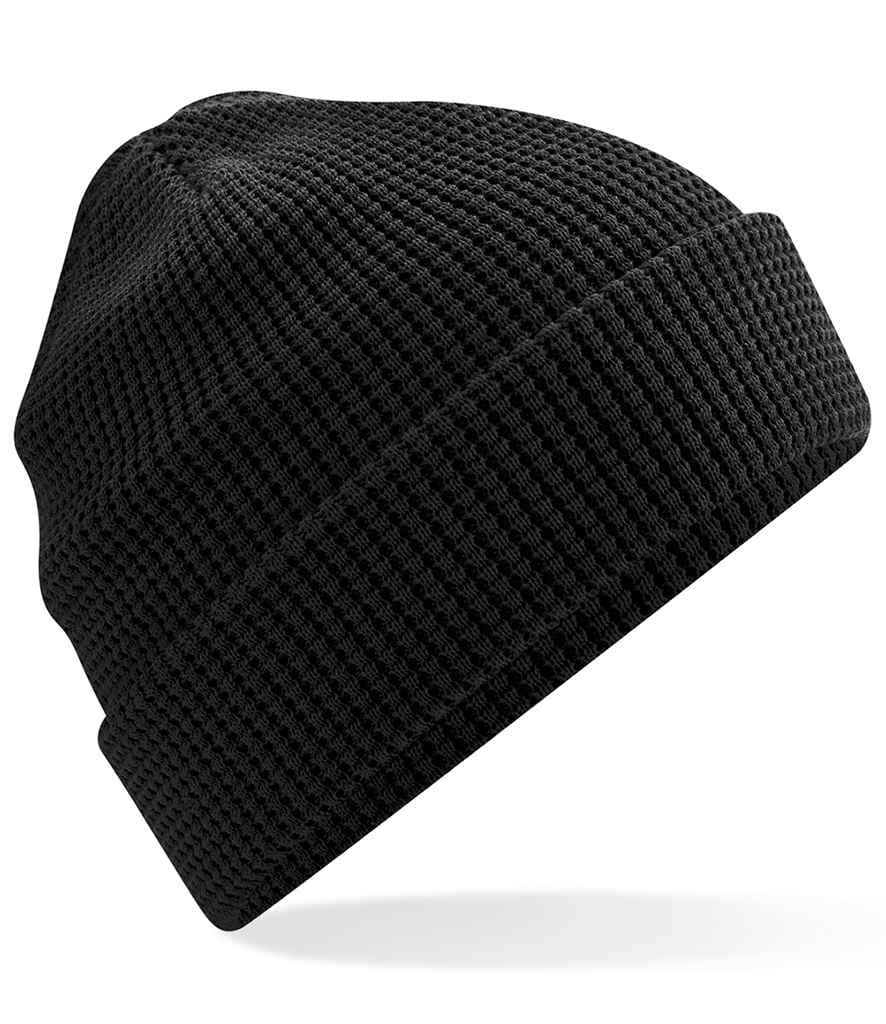 Beechfield Organic Cotton Waffle Beanie, Black, view 1 of 1