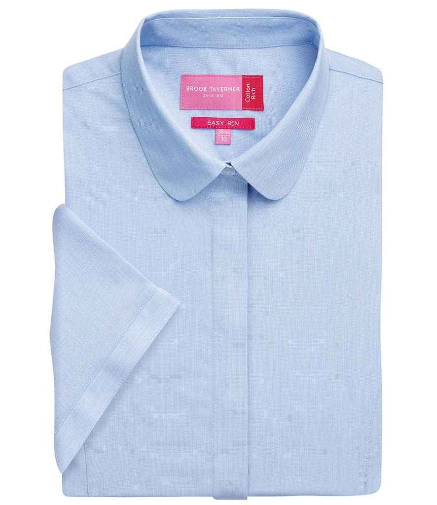 Brook Taverner Ladies Soave Short Sleeve Poplin Shirt, Sky Blue, view 1 of 1