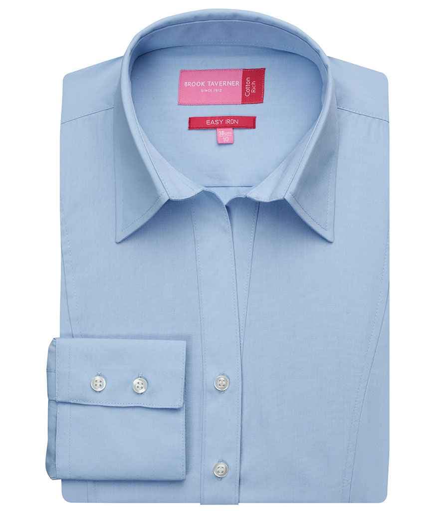 Brook Taverner Ladies Palena Long Sleeve Poplin Shirt, Blue, view 1 of 1
