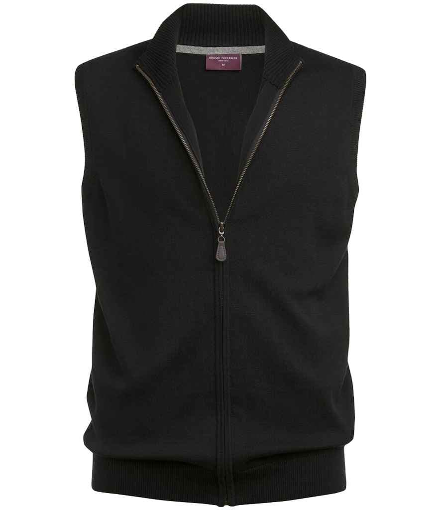 Brook Taverner Lincoln Knitted Zip Gilet, Black, view 1 of 1