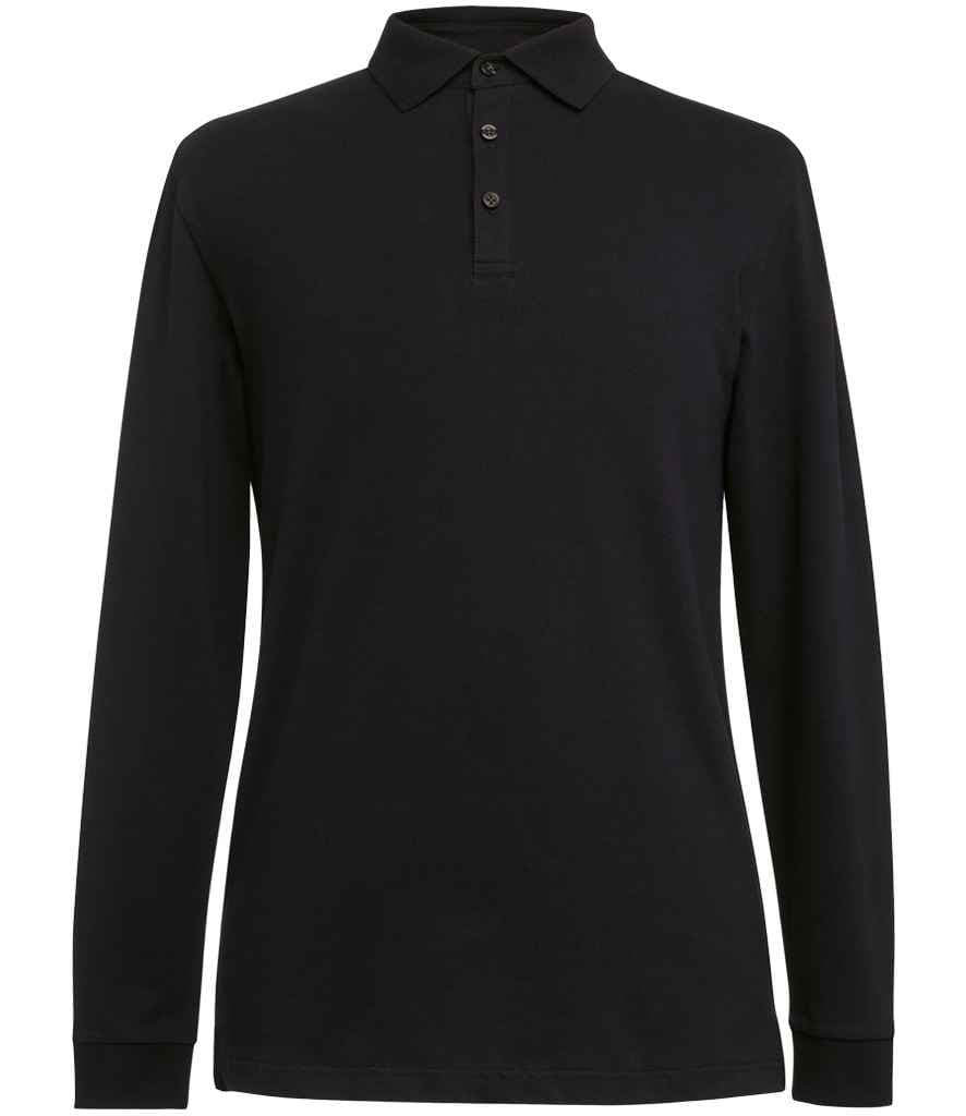 Brook Taverner Frederick Long Sleeve Polo Shirt, Black, view 1 of 1