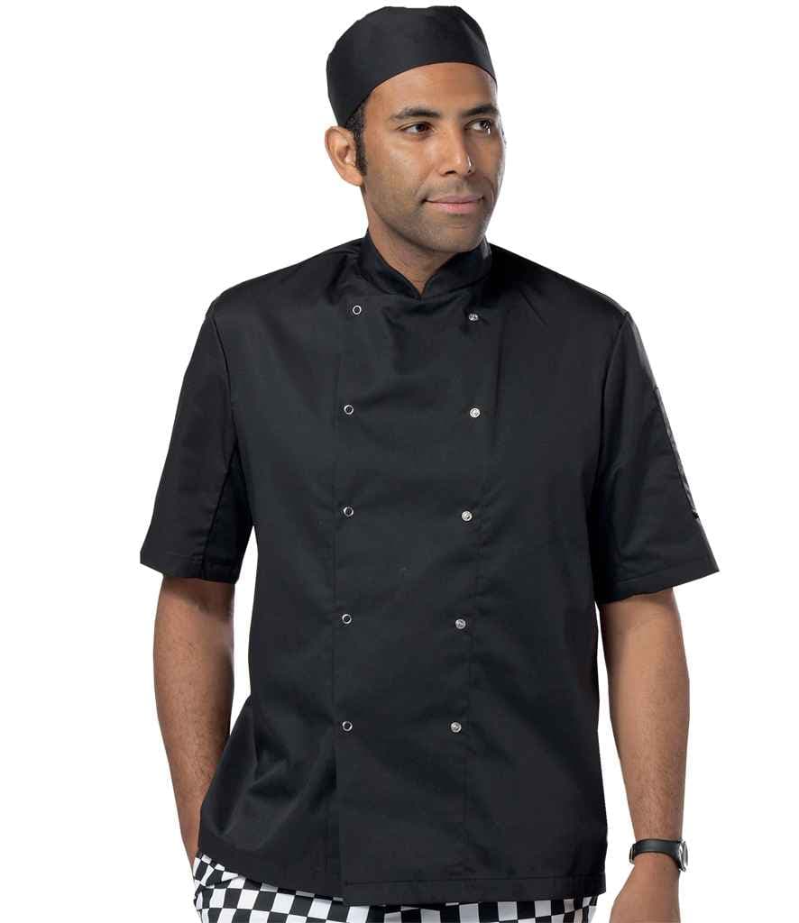 Dennys Short Sleeve Press Stud Chef's Jacket, Black, view 1 of 1