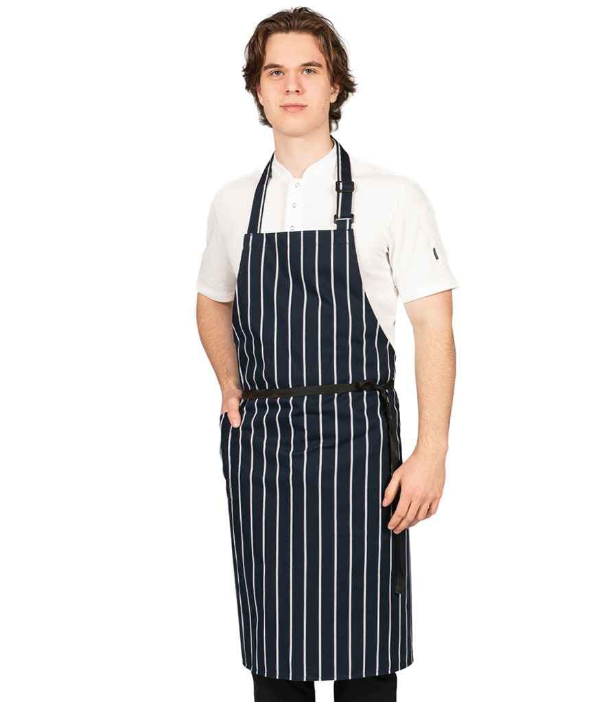 Dennys Poly/cotton Apron with Side Pocket, Navy/White, view 1 of 1