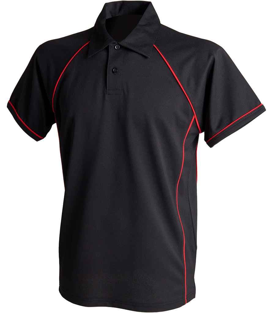 Finden + Hales Kids Performance Piped Polo Shirt (Kids), Black/Red, view 1 of 1