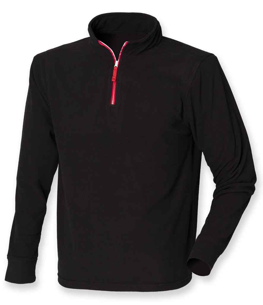 Finden + Hales Zip Neck Piped Micro Fleece, Black/Red, view 1 of 1