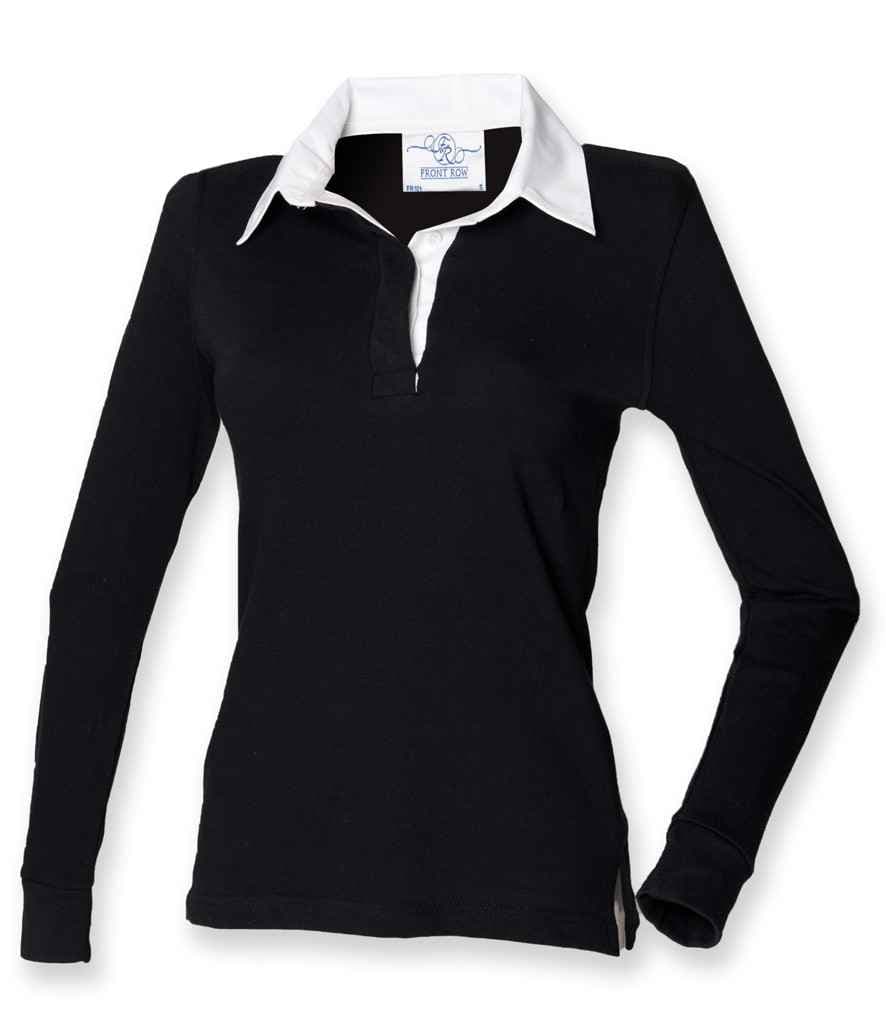 Front Row Ladies Classic Rugby Shirt, Black/White, view 1 of 1