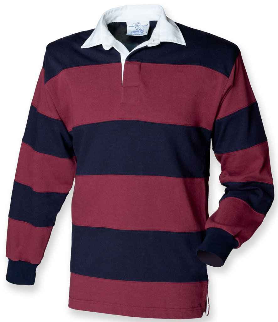 Front Row Sewn Stripe Rugby Shirt, Burgundy/Navy, view 1 of 1