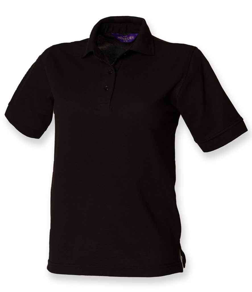 Henbury Ladies Poly/Cotton Piqué Polo Shirt, Black, view 1 of 1