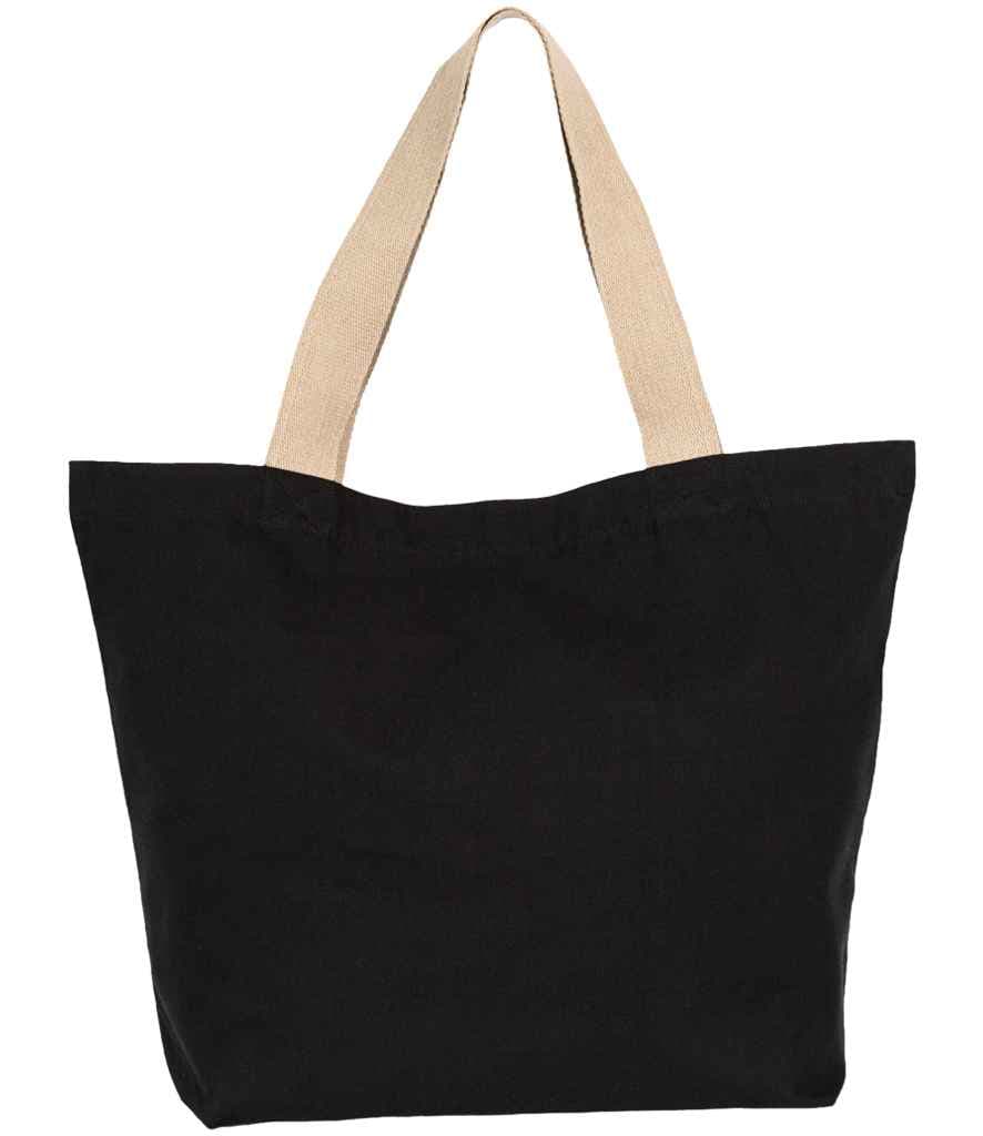 Kimood Large Recycled Flat-Bottom Shopping Bag, Black Night/Hemp, view 1 of 1