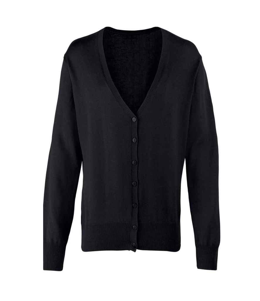 Premier Ladies Cotton Acrylic V Neck Cardigan, Black, view 1 of 1