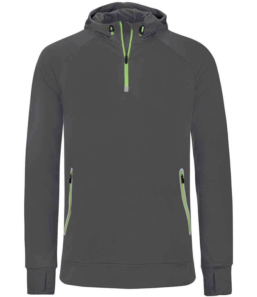 Proact Zip Neck Hooded Sweatshirt, Dark Grey, view 1 of 1