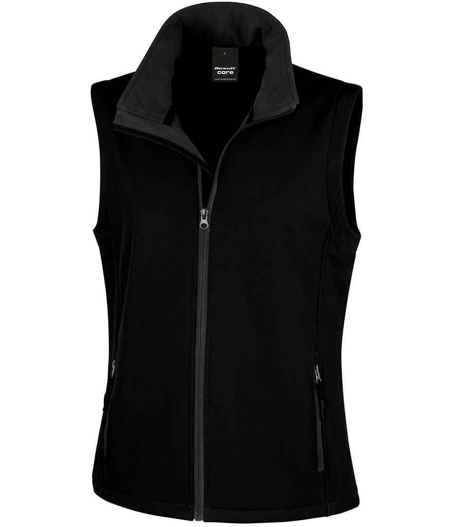 Result Core Ladies Printable Soft Shell Bodywarmer, Black/Black, view 1 of 1