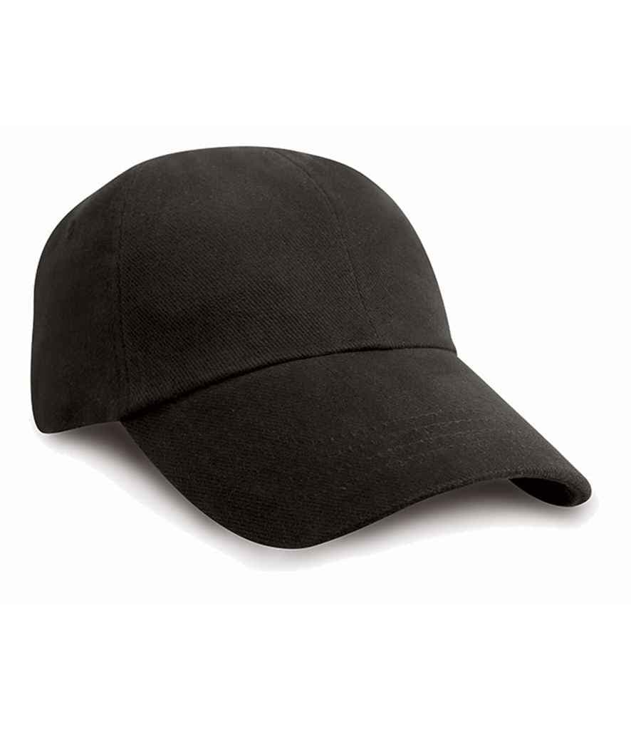 Result Kids Low Profile Heavy Brushed Cotton Cap with Sandwich Peak (Kids), Black, view 1 of 1