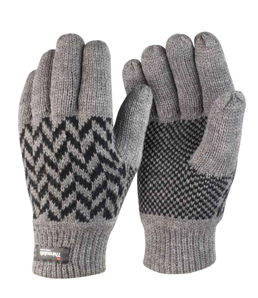Result Pattern Thinsulate™ Gloves, Grey/Black, view 1 of 1