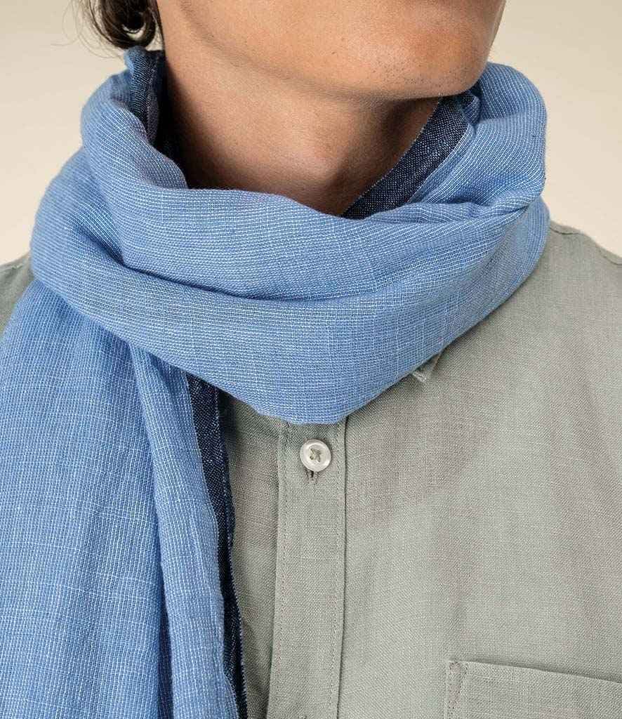 Spasso Blue Double Striped Scarf, Blue Double Stripes, view 1 of 1