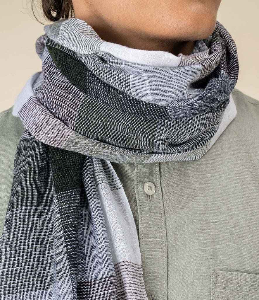 Spasso Greenish Check Scarf, Green Shadow Check, view 1 of 1