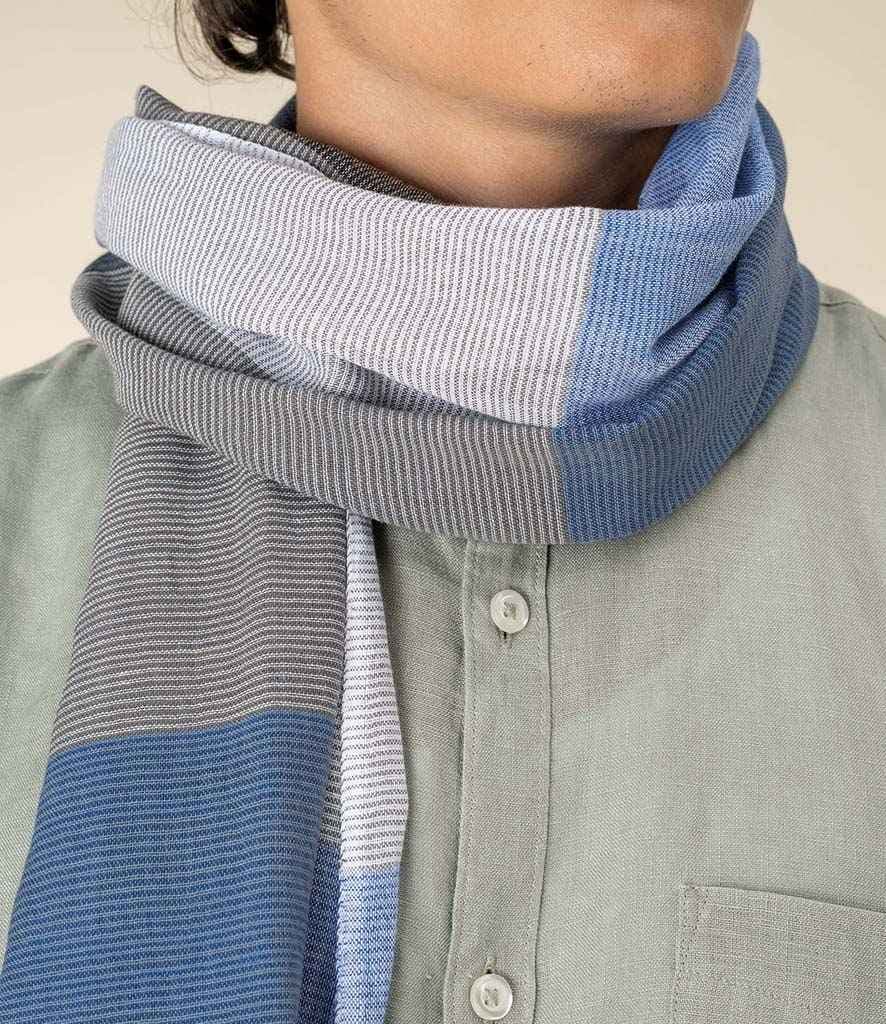 Spasso Blue Check Scarf, Blue Check, view 1 of 1