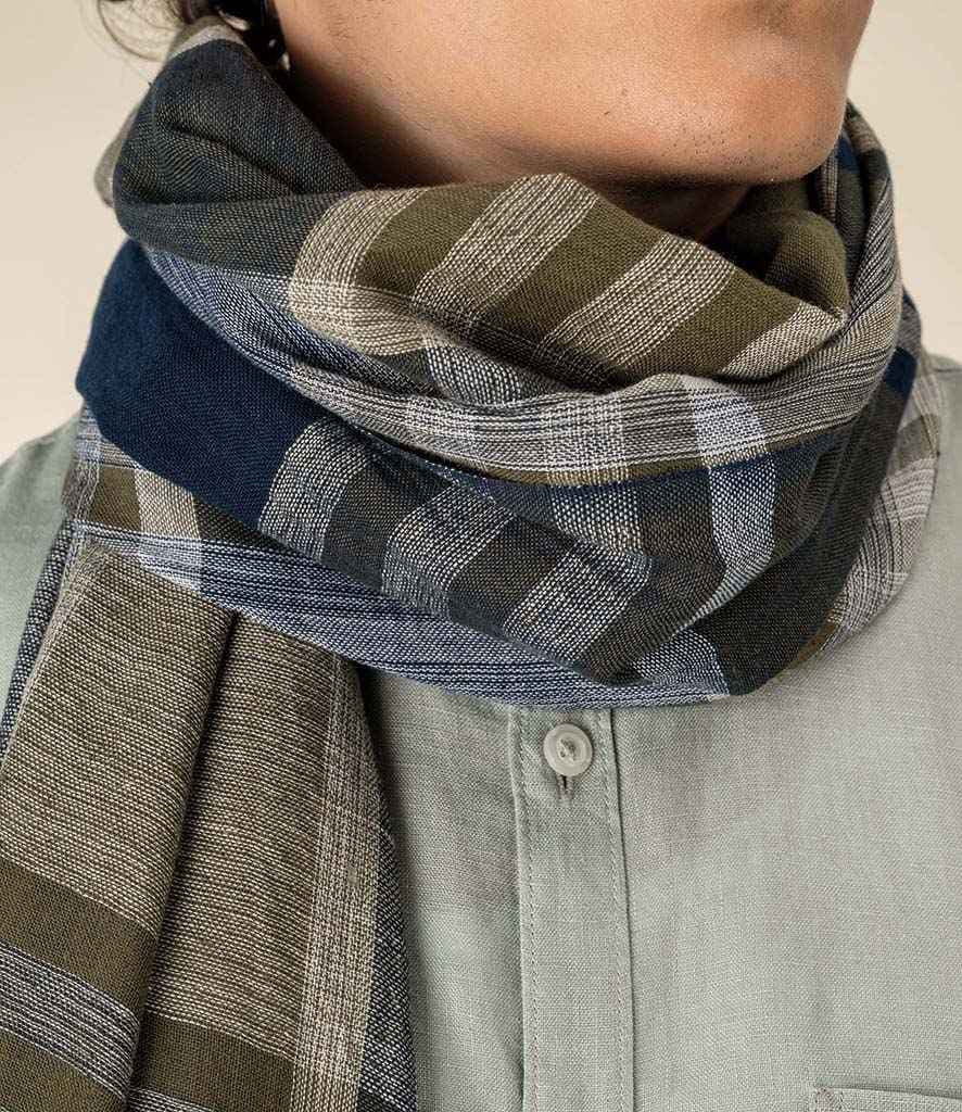 Spasso Crosscheck Scarf, Olive Marine, view 1 of 1