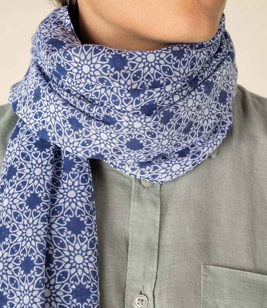 Spasso Blue Floral Mosaic Scarf, Blue Floral Mosaic, view 1 of 1