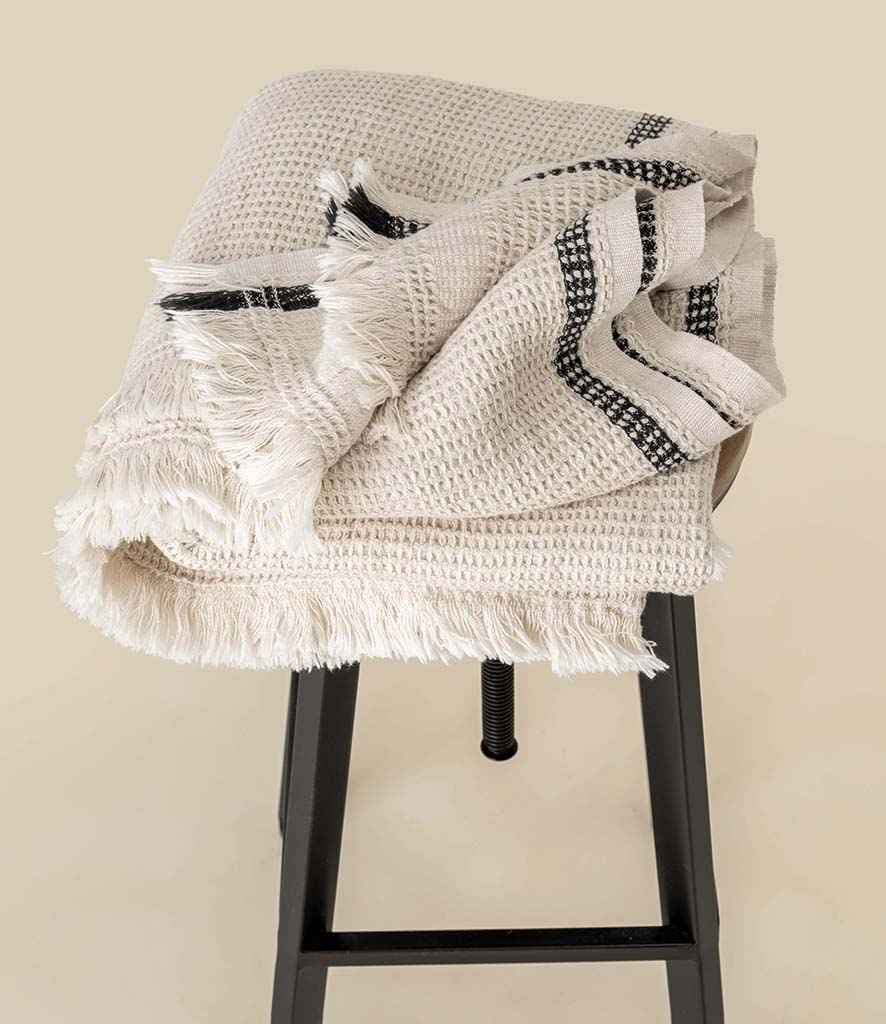 Spasso Honeycomb Striped Plaid Fouta, Pampa Beige, view 1 of 1