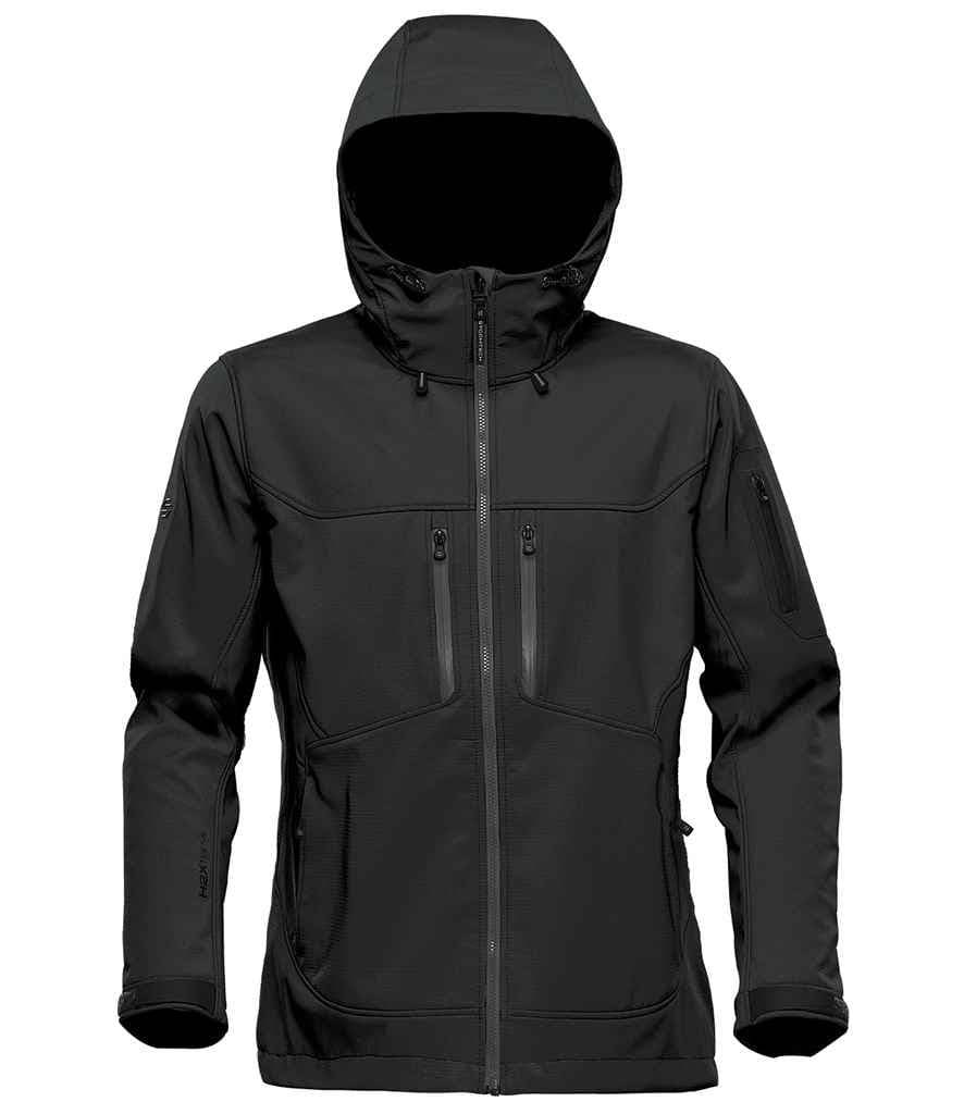 Stormtech Ladies Epsilon 2 Hooded Soft Shell Jacket, Black/Graphite Grey, view 1 of 1
